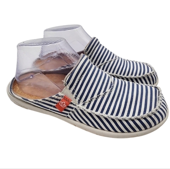 Spenco Siesta Montauk Casual Blue Stripe Canvas Comfort Slides Slip On… - Picture 2 of 9